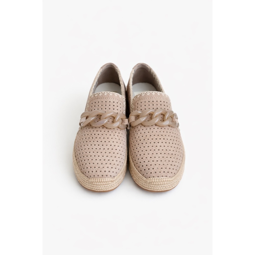 Dolce Vita Jhenee Taupe Suede Espadrille Platform Sneaker Chain Slip‎ On 9
